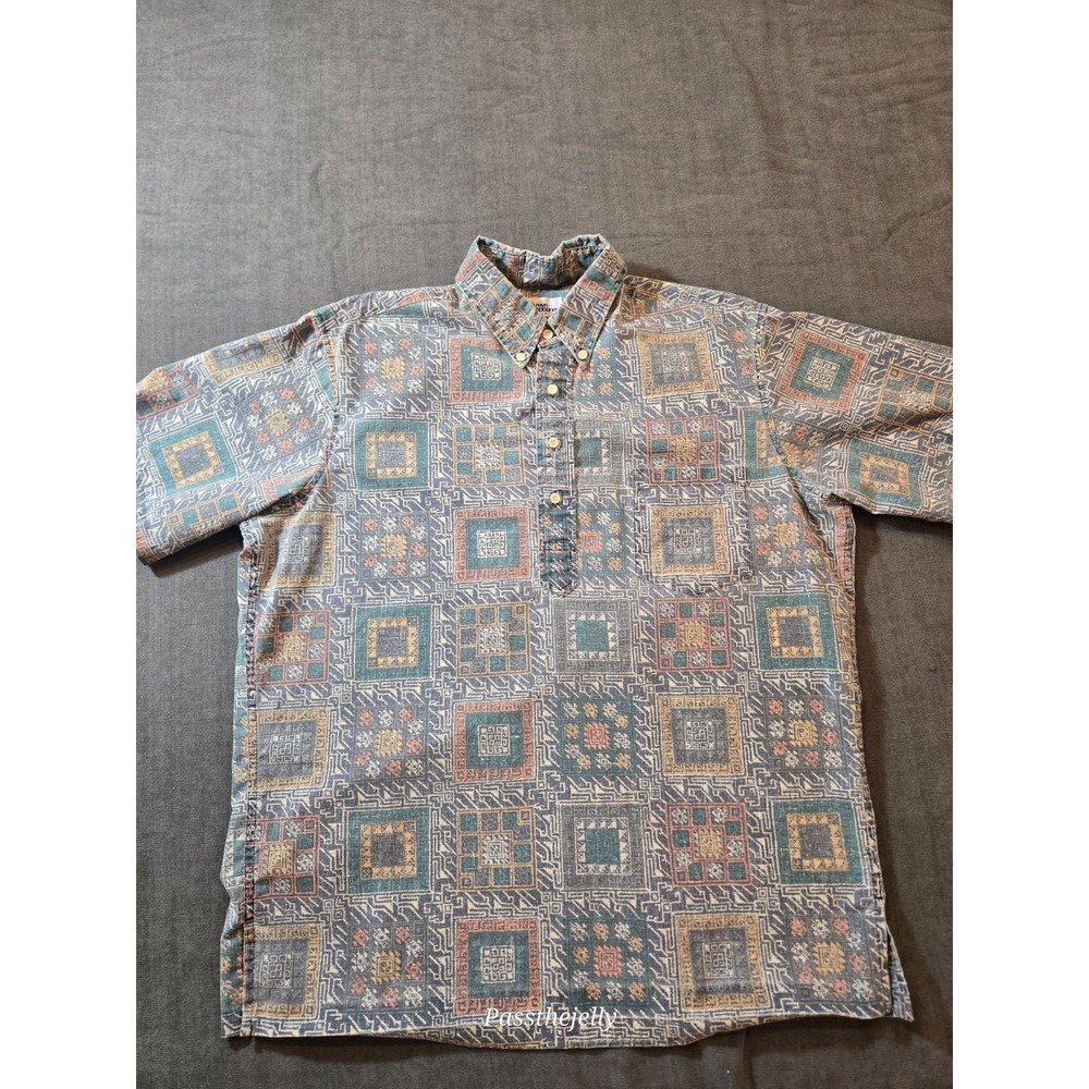 Reyn Spooner Hawaiian Shirt Men's XXL Geometric Tropical Resort Pocket
